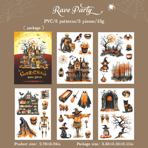 Transfer stickers Gothic Siege series Dark Gothic style 5 sheets - Image 8