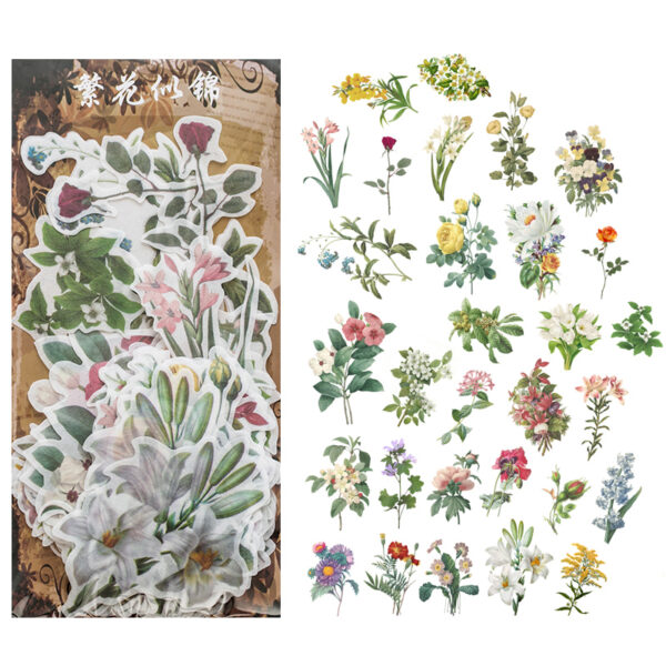 Washi sticker pack Retro plant theme stickers 60PCS - Image 17