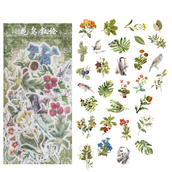 Washi sticker pack Retro plant theme stickers 60PCS - Image 14