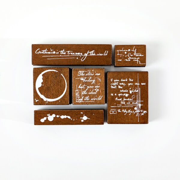 Stamp Wooden Seal Set Collector's Notes Series Vintage Pattern - Image 6