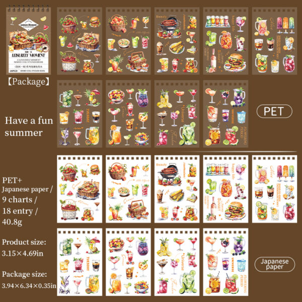 Sticker Book Leisure Time Food Theme 18 Sheets - Image 14