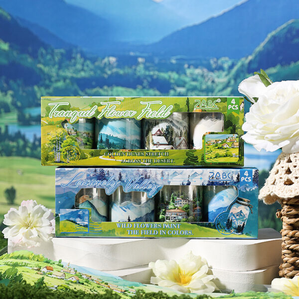 PET tape set Gentle island series Landscape theme 4 rolls