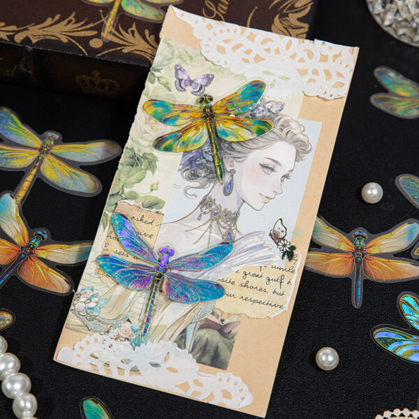 PET sticker pack Dragonfly series Colorful dragonfly theme 20 pieces