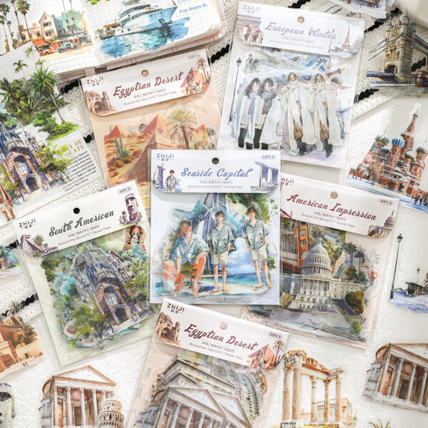 PET sticker pack Global Journey Series Travel Scenery Stickers 30 Sheets