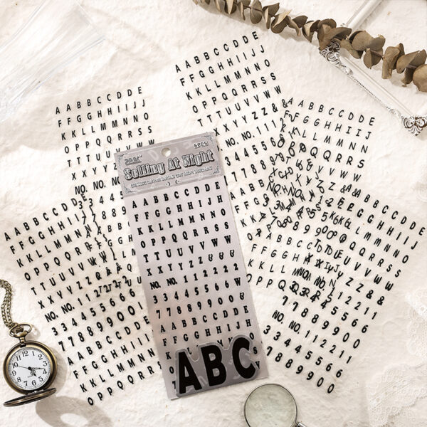 Sheet of stickers Classic letter series English theme 6 sheets