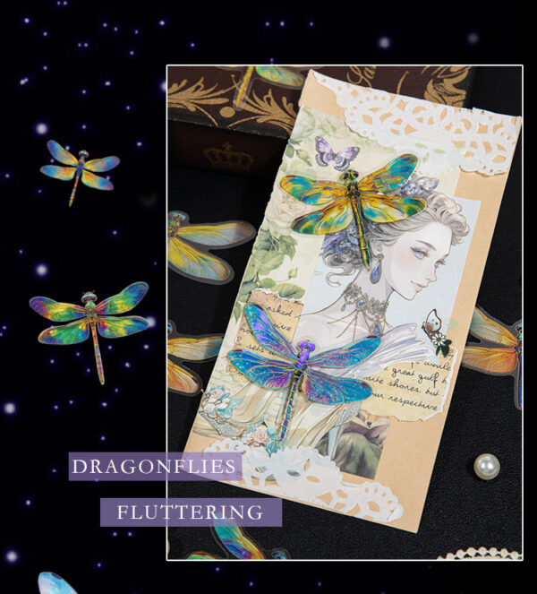PET sticker pack Dragonfly series Colorful dragonfly theme 20 pieces