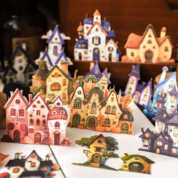 Sticker Pack Fairytale Town Collection Small Town Theme Hard Card Stickers 15 Pieces