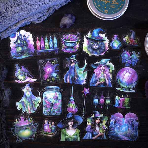 Stickers in box Witch's Magic Box Series Magic Witch Theme Stickers 50 pieces