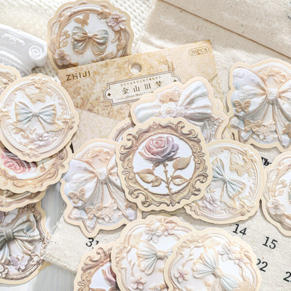 Sticker Pack Letterpress Embossed Flower Stickers 20pcs