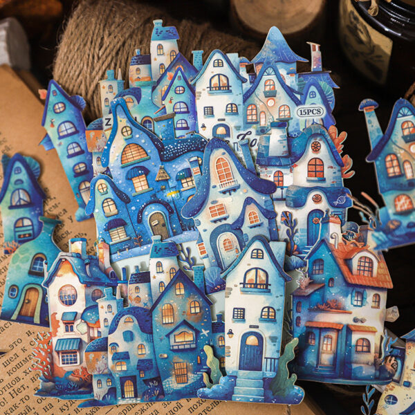 Sticker Pack Fairytale Town Collection Small Town Theme Hard Card Stickers 15 Pieces