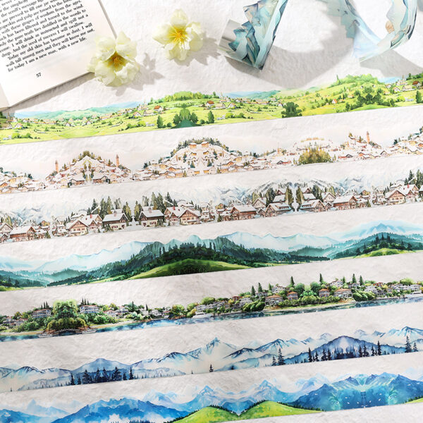PET tape set Gentle island series Landscape theme 4 rolls