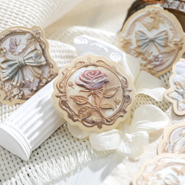 Sticker Pack Letterpress Embossed Flower Stickers 20pcs