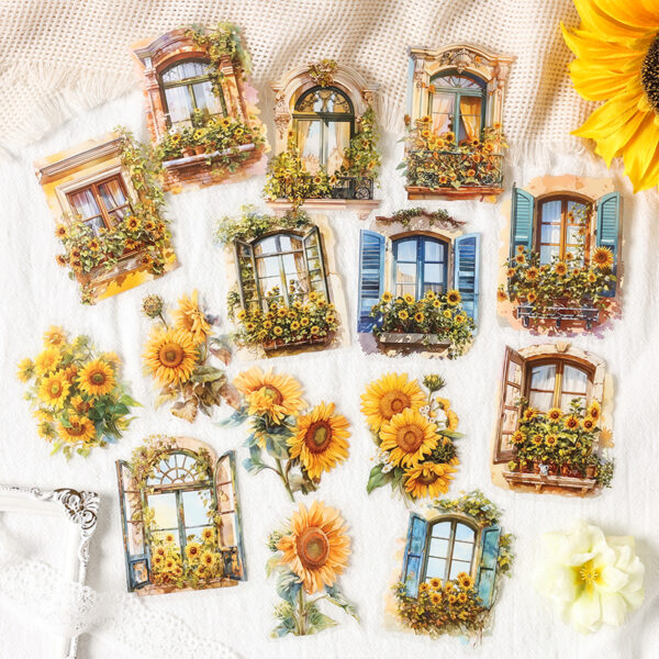 PET sticker pack Flower Window Dream Series Flower Window theme stickers 15 pieces