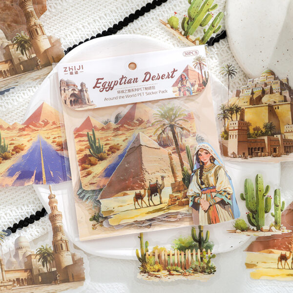 PET sticker pack Global Journey Series Travel Scenery Stickers 30 Sheets