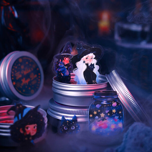 Stickers in box Witch's Magic Box Series Magic Witch Theme Stickers 50 pieces