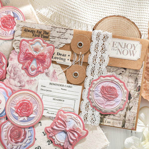 Sticker Pack Letterpress Embossed Flower Stickers 20pcs