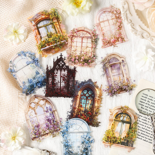 PET sticker pack Flower Window Dream Series Flower Window theme stickers 15 pieces