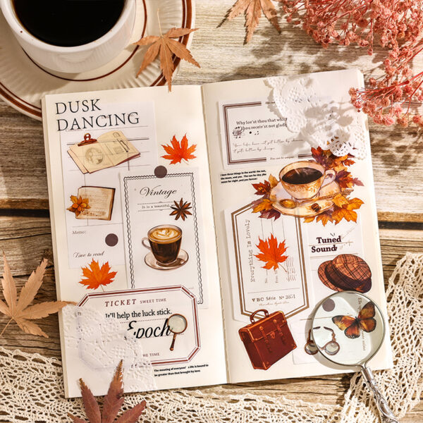 Sticker Pack Time and Time Notes Series Nostalgic Theme 3 Sheets 12 Styles