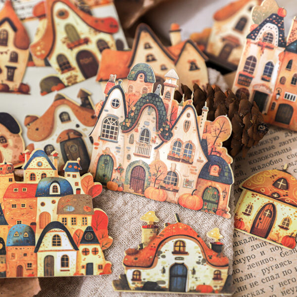Sticker Pack Fairytale Town Collection Small Town Theme Hard Card Stickers 15 Pieces