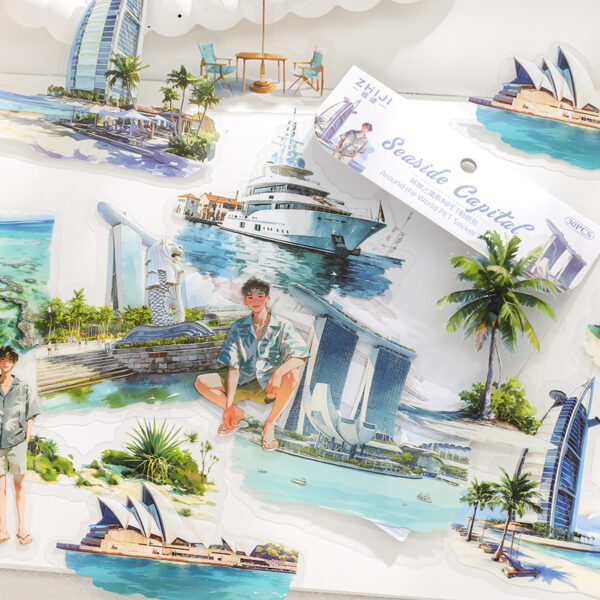 PET sticker pack Global Journey Series Travel Scenery Stickers 30 Sheets