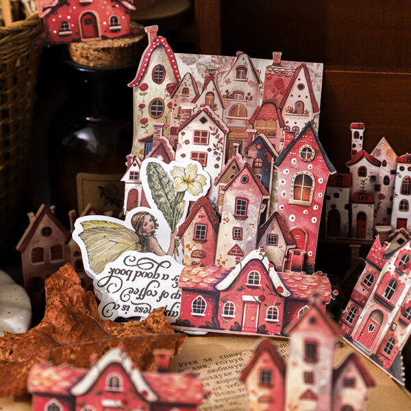 Sticker Pack Fairytale Town Collection Small Town Theme Hard Card Stickers 15 Pieces