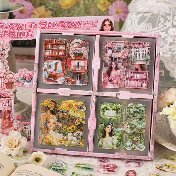 Gift box stickers Flowers and Seasons Series Character Theme Stickers 100 pieces