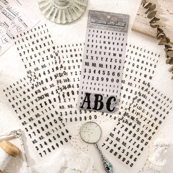 Sheet of stickers Classic letter series English theme 6 sheets