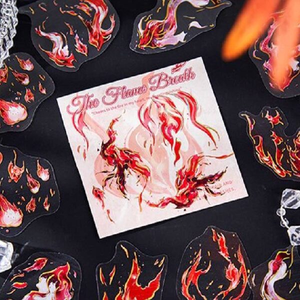 PET stickers Breath of Fire series Flame theme gold foil stickers 20 pieces