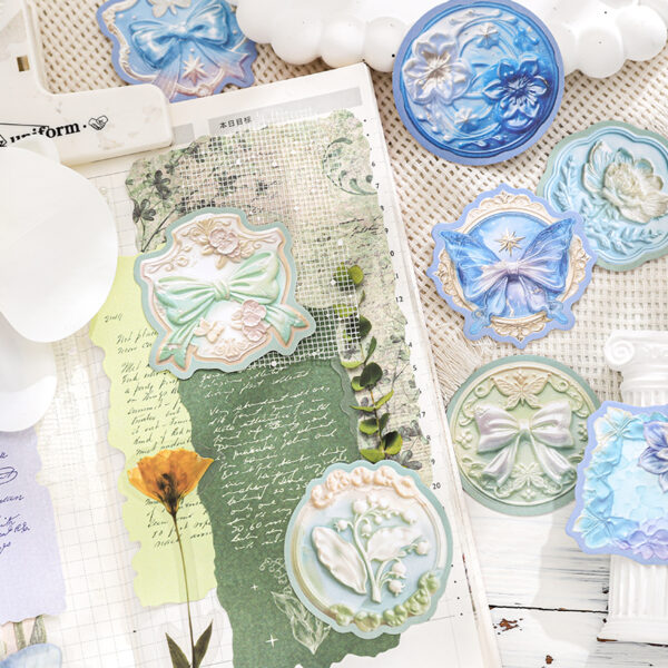Sticker Pack Letterpress Embossed Flower Stickers 20pcs
