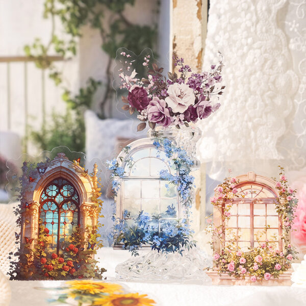 PET sticker pack Flower Window Dream Series Flower Window theme stickers 15 pieces