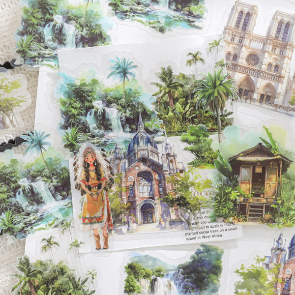 PET sticker pack Global Journey Series Travel Scenery Stickers 30 Sheets