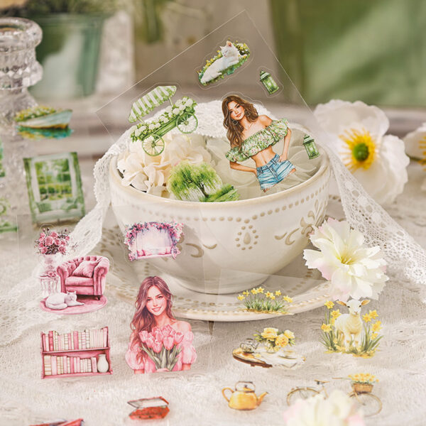 Gift box stickers Flowers and Seasons Series Character Theme Stickers 100 pieces