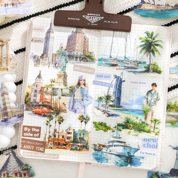 PET sticker pack Global Journey Series Travel Scenery Stickers 30 Sheets