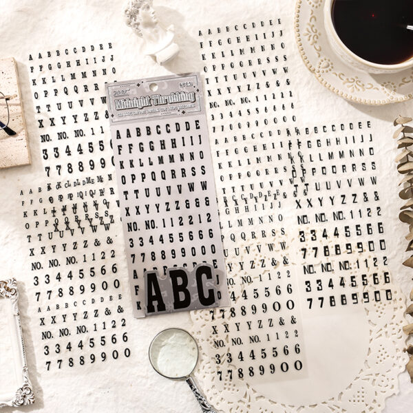 Sheet of stickers Classic letter series English theme 6 sheets