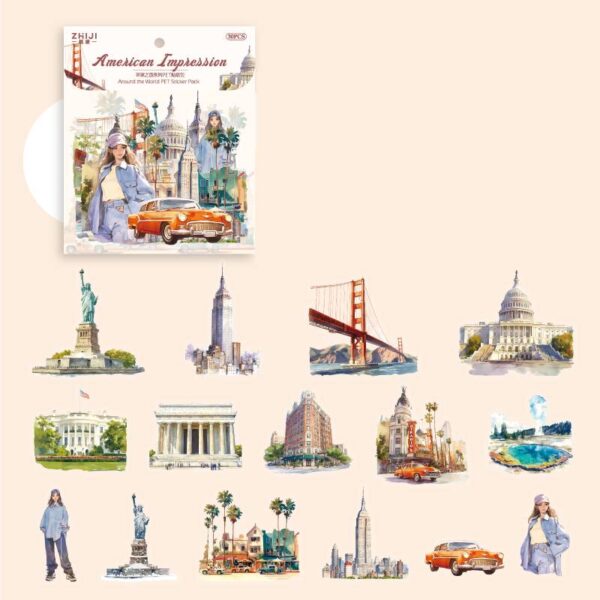PET sticker pack Global Journey Series Travel Scenery Stickers 30 Sheets