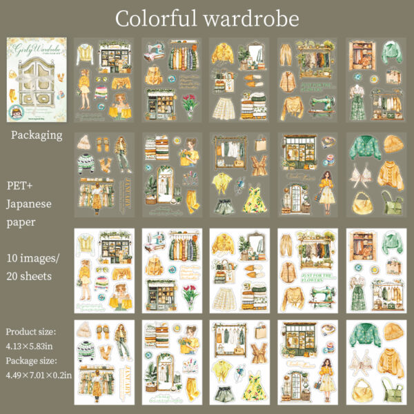 Sticker Book Girl's Variety Wardrobe Series Wardrobe Theme Stickers 20 Sheets