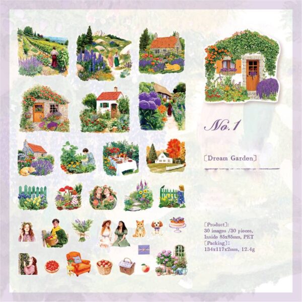 PET stickers, always romantic series, character themed stickers, 30 pieces
