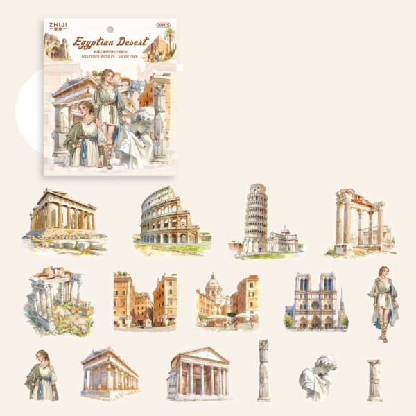 PET sticker pack Global Journey Series Travel Scenery Stickers 30 Sheets