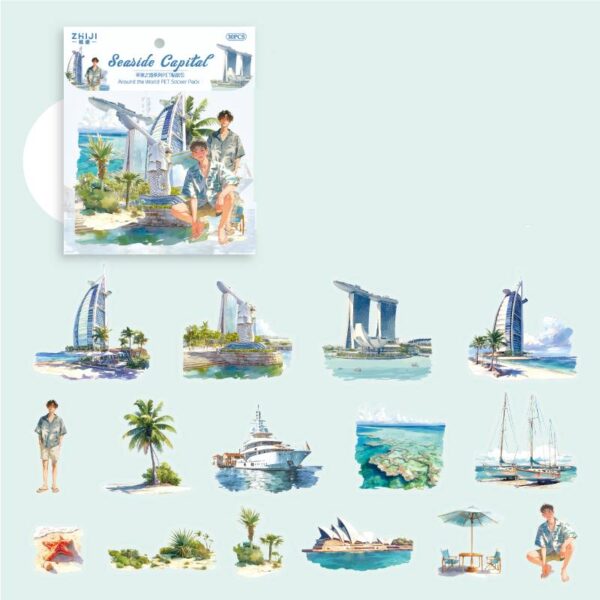 PET sticker pack Global Journey Series Travel Scenery Stickers 30 Sheets