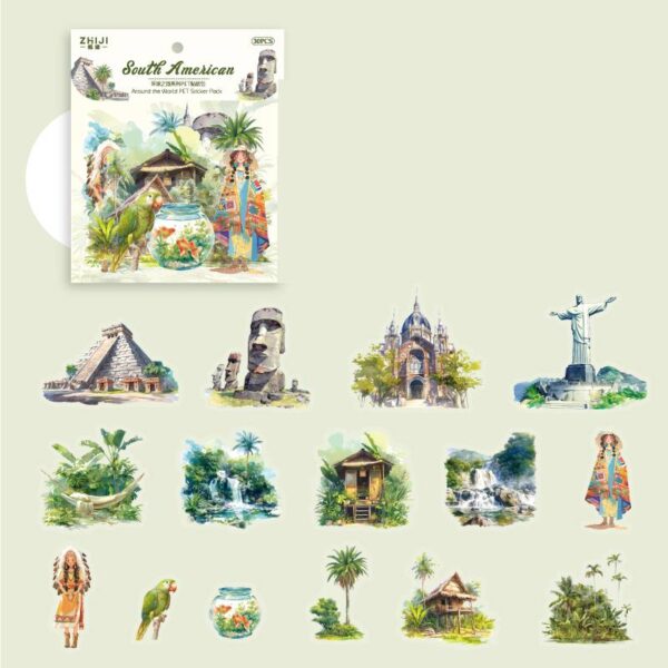 PET sticker pack Global Journey Series Travel Scenery Stickers 30 Sheets
