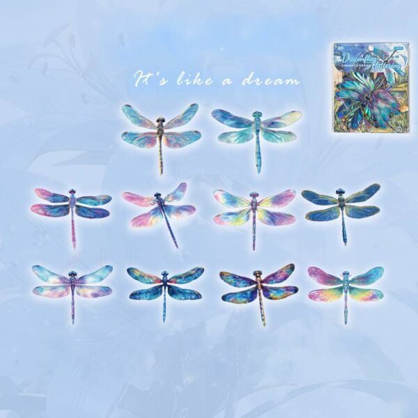 PET sticker pack Dragonfly series Colorful dragonfly theme 20 pieces