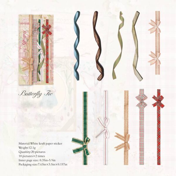 Hard card stickers Handmade gallery series Retro long strip stickers 20 pieces