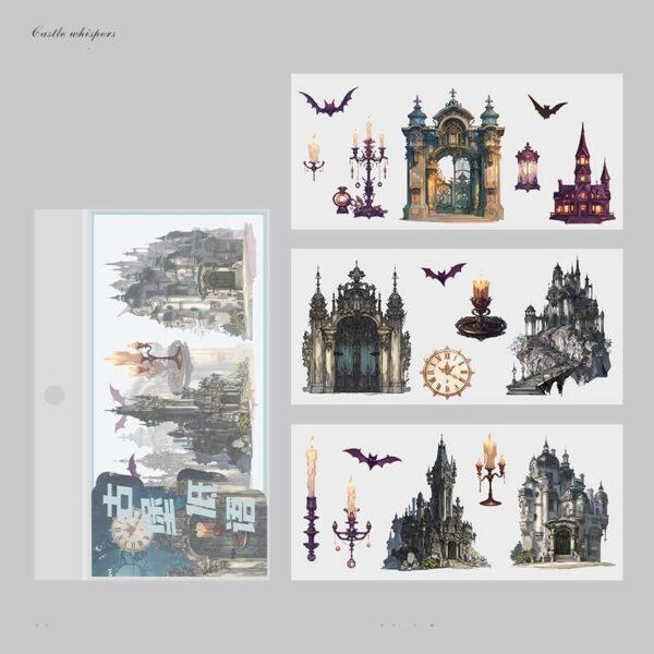 Sticker Pack Time and Time Notes Series Nostalgic Theme 3 Sheets 12 Styles