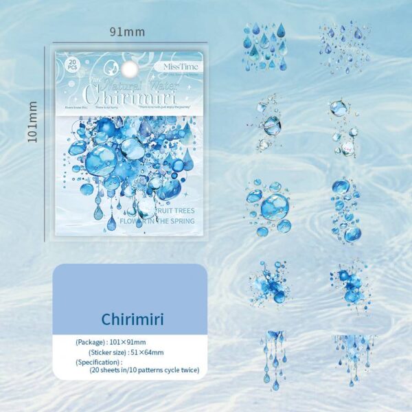 PET stickers Natural water series Water theme stickers 20 pieces