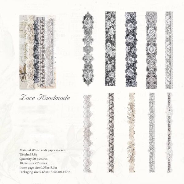 Hard card stickers Handmade gallery series Retro long strip stickers 20 pieces