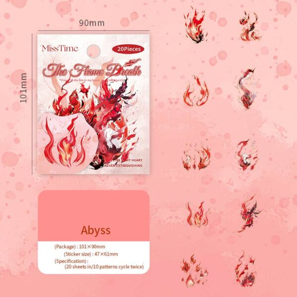 PET stickers Breath of Fire series Flame theme gold foil stickers 20 pieces