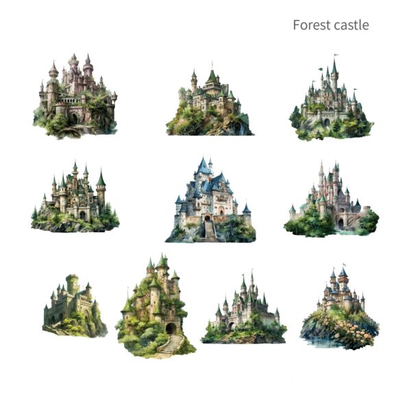 PET tiēzhǐ bāo huànjìng chéngbǎo xìliè chéngbǎo zhǔtí 20 zhāng white moon castle| star river castle| forest castle | flower castle | wisteria castle | golden leaf castle| 6 packs 144 / 5,000 PET sticker pack Fantasy Castle Series Castle theme 20 pieces