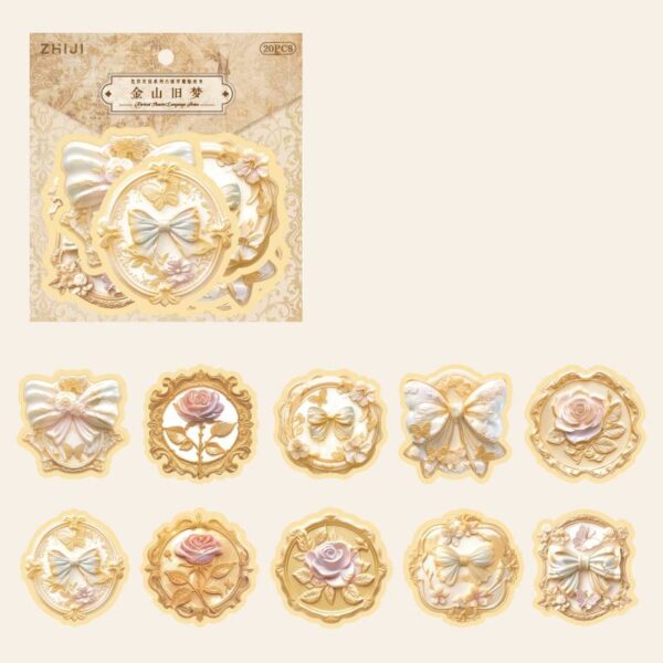 Sticker Pack Letterpress Embossed Flower Stickers 20pcs