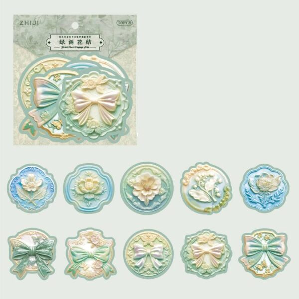 Sticker Pack Letterpress Embossed Flower Stickers 20pcs