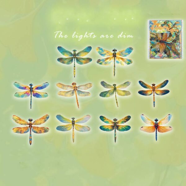 PET sticker pack Dragonfly series Colorful dragonfly theme 20 pieces